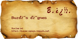 Buzás Ágnes névjegykártya